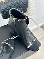 Fortok Chanel Bow Knot Double C Ankle Boots Black - 6