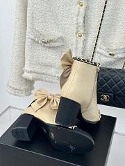 Fortok Chanel Bow Knot Double C Ankle Boots Beige - 4