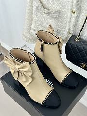 Fortok Chanel Bow Knot Double C Ankle Boots Beige - 5