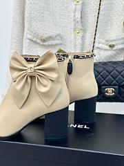 Fortok Chanel Bow Knot Double C Ankle Boots Beige - 6