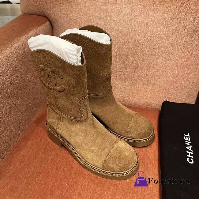 Fortok Chanel 24 Classic Knight Boots Brown Suede - 1