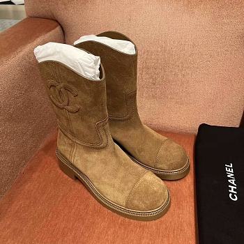 Fortok Chanel 24 Classic Knight Boots Brown Suede