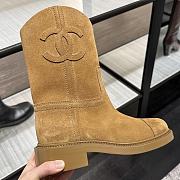 Fortok Chanel 24 Classic Knight Boots Brown Suede - 5