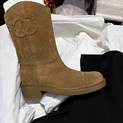 Fortok Chanel 24 Classic Knight Boots Brown Suede - 3