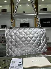 Fortok Chanel Classic Flap Bag Silver 15.5x25.5x6.5cm - 4