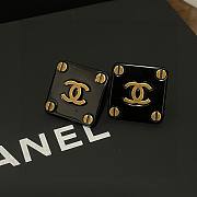 Fortok Chanel Square Double C Earrings Black - 1