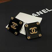 Fortok Chanel Square Double C Earrings Black - 3
