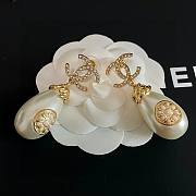 Fortok Chanel Double C Diamond Pearl Earrings  - 3
