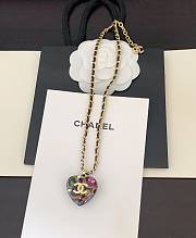 Fortok Chanel Colorful Love Black Leather Necklace - 3