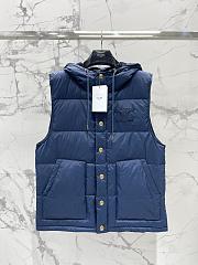 Fortok Celine Navy Blue Nylon Sleeveless Down Vest Jacket - 1