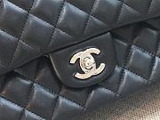 Fortok Chanel Classic Flap Bag Jumbo Black Lambskin Silver Hardware 30cm - 4