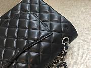 Fortok Chanel Classic Flap Bag Jumbo Black Lambskin Silver Hardware 30cm - 3