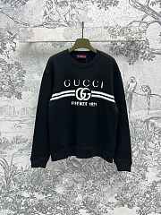 Fortok Gucci Letter Print Round Neck Sweater Black - 1