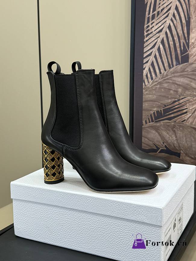 Fortok Dior Icon Heeled Ankle Boot Black Calfskin - 1