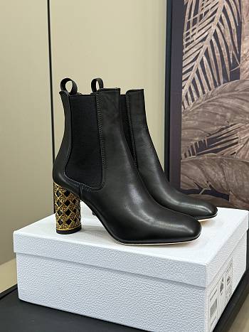 Fortok Dior Icon Heeled Ankle Boot Black Calfskin