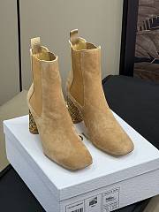 Fortok Dior Icon Heeled Ankle Boot Beige Suede Goatskin - 4