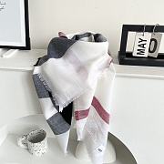 Fortok Burberry Cashmere Plaid Square Scarf White 128x128cm - 6