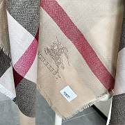 Fortok Burberry Cashmere Plaid Square Scarf Brown 128x128cm - 6