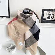Fortok Burberry Cashmere Plaid Square Scarf Brown 128x128cm - 3