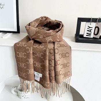 Fortok Celine Arc de Triomphe Sanlin Old Cashmere Scarf Brown 39x198cm