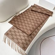 Fortok Celine Arc de Triomphe Sanlin Old Cashmere Scarf Brown 39x198cm - 4