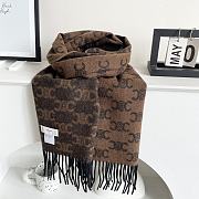 Fortok Celine Arc de Triomphe Sanlin Old Cashmere Scarf Dark Brown 39x198cm - 1