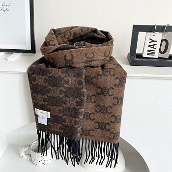 Fortok Celine Arc de Triomphe Sanlin Old Cashmere Scarf Dark Brown 39x198cm
