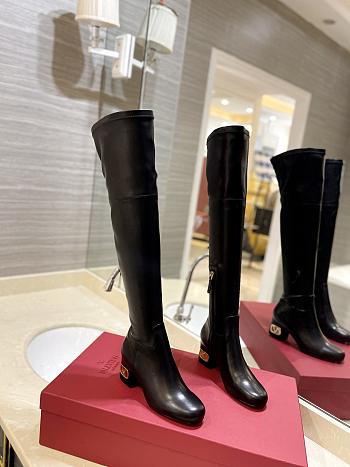 Fortok Valentino Garavani VLogo Heel Knee-high Boots Black