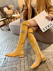 Fortok Valentino Garavani Vlogo Type Over-the-knee Boots Beige - 5