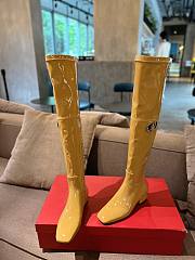 Fortok Valentino Garavani Vlogo Type Over-the-knee Boots Beige - 3
