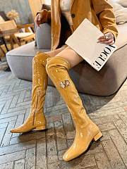Fortok Valentino Garavani Vlogo Type Over-the-knee Boots Beige - 4