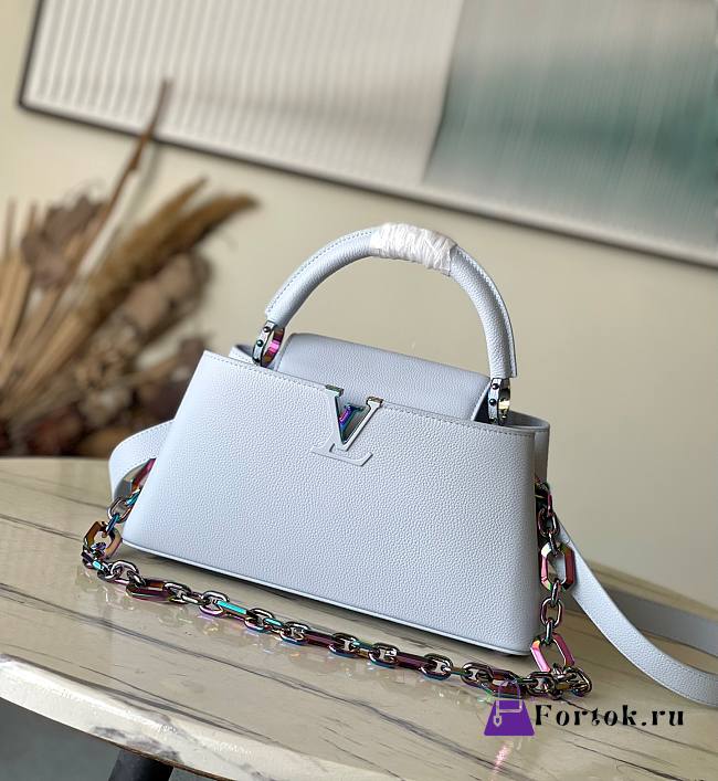 Fortok Louis Vuitton Capucines East-West Blue Bag Colorful Octagonal Chain M11422 29x16.5x9cm - 1
