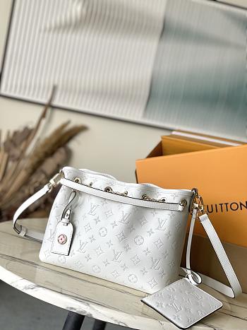 Fortok Louis Vuitton Bundle Bag White Monogram Embossed Calfskin M11283 28x20x11cm