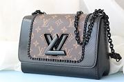Fortok Louis Vuitton Black Leather & Monogram Canvas Braided Twist Bag Black Hardware 23x18x8cm - 1