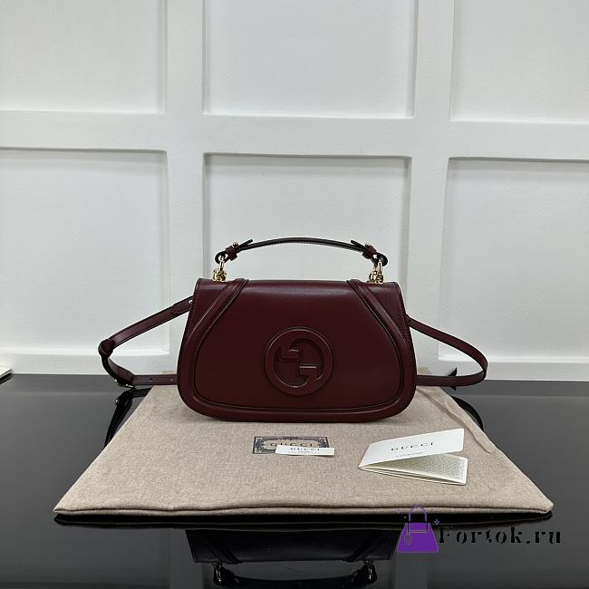 Fortok Gucci Blondie Small Top Handle Bag Burgundy 802099 27x17x7.5cm - 1