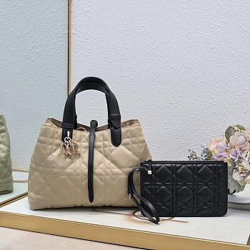 Fortok Dior Toujours Bag Beige & Black Graphic Cannage Calfskin 28.5x21.5x17cm