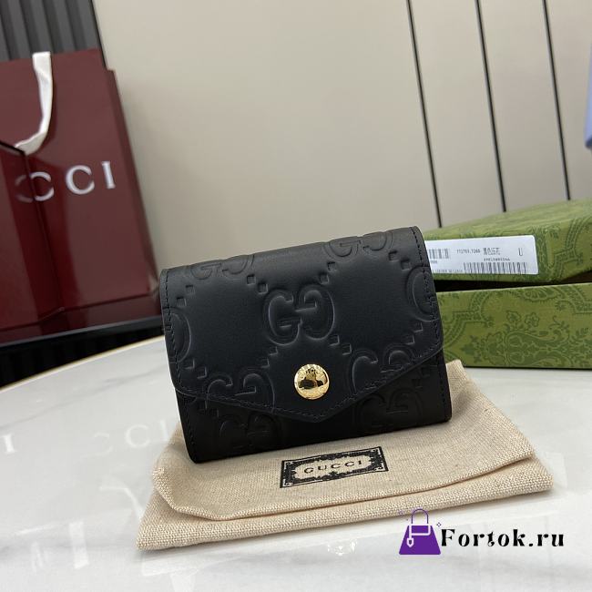 Fortok Gucci GG Card Case Black Leather 772792 11x7.5cm - 1