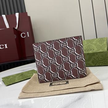Fortok Gucci Bi-fold Wallet With GG Shadow Brown Canvas 802019 11x9cm