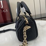 Fortok Gucci GG Emblem Super Mini Top Handle Bag Black 815256 16.5x10x8cm - 4
