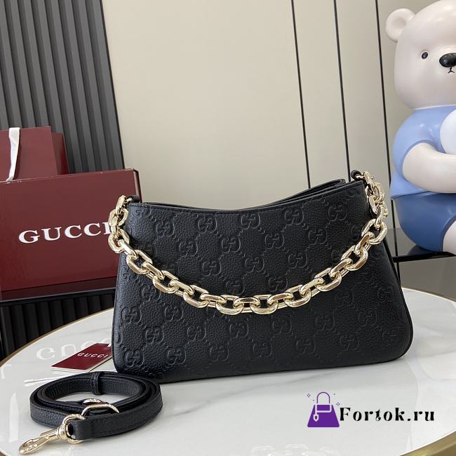 Fortok Gucci GG Emblem Small Shoulder Bag Black 815263 29x17x10cm - 1