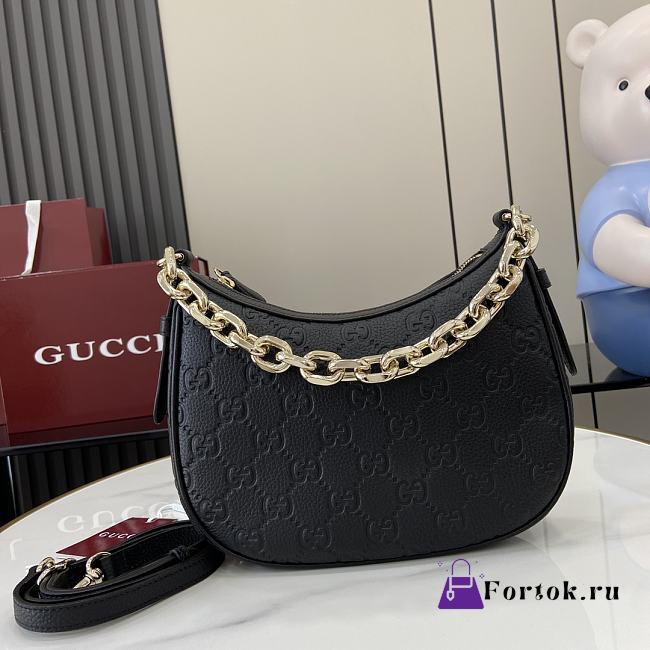 Fortok Gucci GG Emblem Small Shoulder Bag Black 815409 25.5x20x5cm - 1