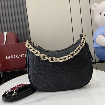 Fortok Gucci GG Emblem Small Shoulder Bag Black 815409 25.5x20x5cm