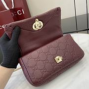 Fortok Gucci GG Milano Mini Top Handle Bag Burgundy GG Puffy Leather 806017 21x12.5x4.6cm - 6