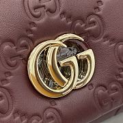 Fortok Gucci GG Milano Mini Top Handle Bag Burgundy GG Puffy Leather 806017 21x12.5x4.6cm - 2