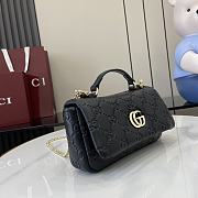 Fortok Gucci GG Milano Mini Top Handle Bag Black GG Puffy Leather 806017 21x12.5x4.6cm - 6