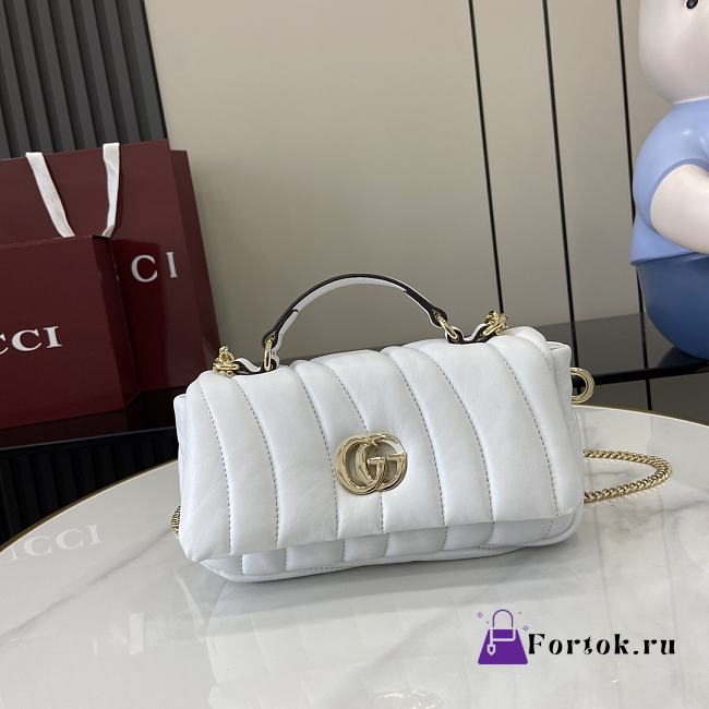 Fortok Gucci GG Milano Mini Top Handle Bag White Puffy Quilted Leather 806017 21x12.5x4.6cm - 1