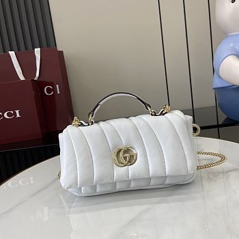 Fortok Gucci GG Milano Mini Top Handle Bag White Puffy Quilted Leather 806017 21x12.5x4.6cm