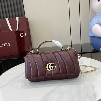 Fortok Gucci GG Milano Mini Top Handle Bag Burgundy Puffy Quilted Leather 806017 21x12.5x4.6cm