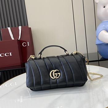 Fortok Gucci GG Milano Mini Top Handle Bag Black Puffy Quilted Leather 806017 21x12.5x4.6cm