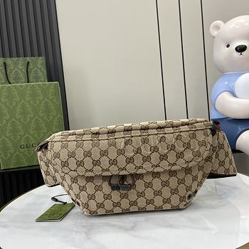Fortok Gucci Small GG Belt Bag Beige & Ebony Original GG Canvas 804262 32x17x5cm